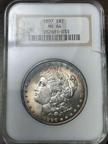 1897 $1 NGC MS-64 Old Fatty Holder Morgan Silver Dollar