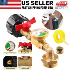 Propane Refill Adapter w/ON-Off Valve and Gauge Fill 1Lb Bottle From 1-20Lb Tank