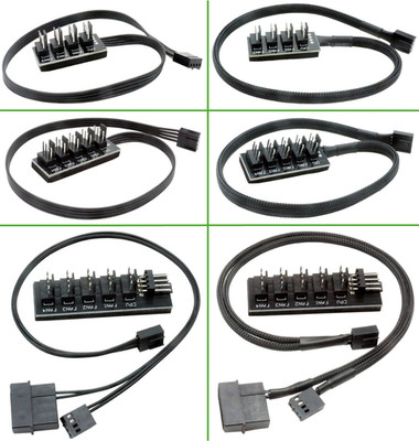 4pin PWM Molex Lüfter Hub 1-zu-4 1-zu-5 PC 12V schwarz Kabel Gehäuselüfter Splitter 40cm