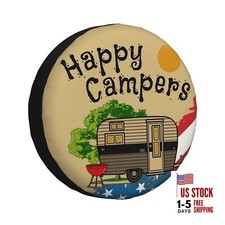 Spare Tire Cover for RV Camper Trailer Weatherproof 15 inch Camper and Flag