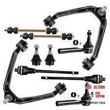10pcs Front Suspension Kit Upper Control Arm Inner Outer Tie Rod End Sway Bar