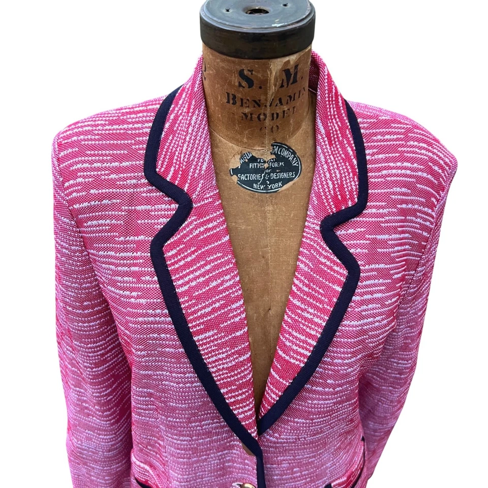 MISOOK Jacket Women Pink Textured Knit Old Money Size M Preppy Cocktail Party - Image 3 of 4