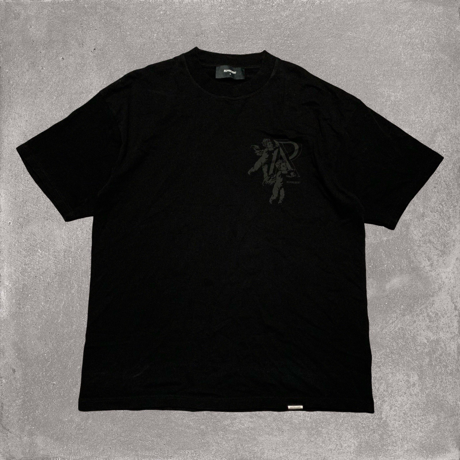 Represent Medium Cherub Initial Black Tee - image 2