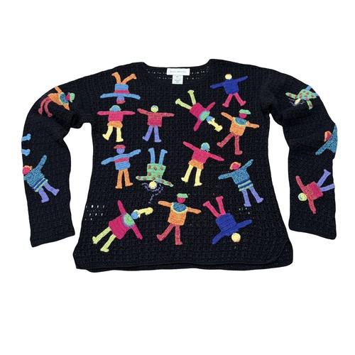 Vintage Susan Bristol Women's Vibrant Knit Retro Open Knit Sweater Sz M 19 x 23