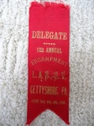 Rare 1896 Civil War Delegate Ribbon L.A.S.S.V. 13th Ann. Gettysburg Encampment