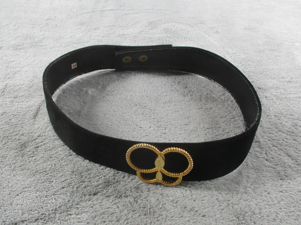 DANA BUCHMAN Made in Italy Black Leather Belt with Brushed Gold Buckle Bonfe Leather workshop; special deal on this gorgeous 30  main image 3