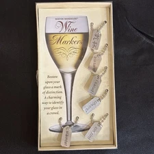 Set Of 6 Wine Glass Wine Markers Boston Warehouse
