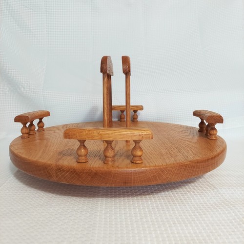 Tavolo girevole vintage Lazy Susan legno grande porta tovaglioli condimento country - Foto 2 di 10