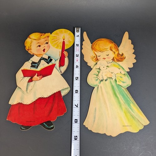 Dennison Paper Cutout Vintage (4) Choir Boy Angel Lamb 8.5" Christmas Easter USA - Picture 2 of 6