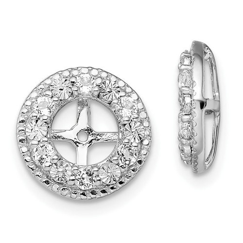 925 Sterling Silver White Topaz Earring Jackets - Picture 2 of 6