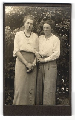 Photograph Two Women Posing In Garden 
