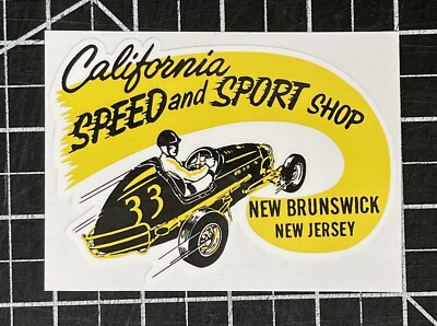 CALIFORNIA Speed Sport Shop NJ - NEW Vintage 60’s Racing Vinyl Sticker ...