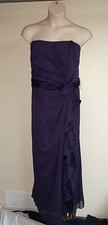 Davids Bridal Dress Bridesmaid Strapless Lapis Purple Size 6 Ruffle F14336 NWT