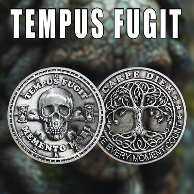 Tempus Fugit · Memento Mori Coin - Skull And Tree Of Life - Stoic