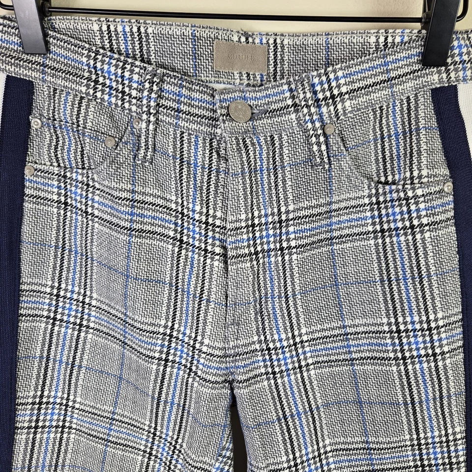 Pantalones Madre Mujer 26 Gris Azul Liso The Insider Tobillo Oficina Borde Lateral Foto 3 de 4