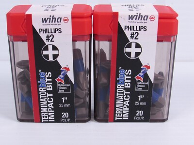 Wiha Terminatorblue Impact Bit Phillips #2 1'' 40Pc LOT OF TWO 20 PIECES PACKS