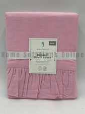 Pottery Barn Kids Chambray Ruffle Organic Cotton Duvet Cover Pink Twin 109E