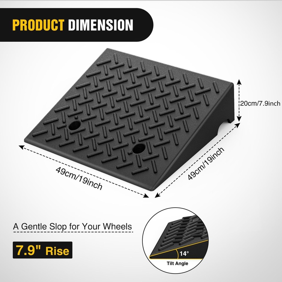 Nilight Rubber Curb Ramps 7.5Inches Rise Height Heavy Duty Rubber ...
