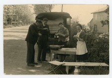 PHOTO SNAPSHOT, 1952 1st trip to Lourdes chore plush rear truck car