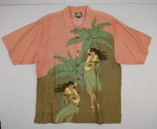 Vintage Tommy Bahama Shirt Size L 90s Island Image Ukulele Duet Linen Shirt