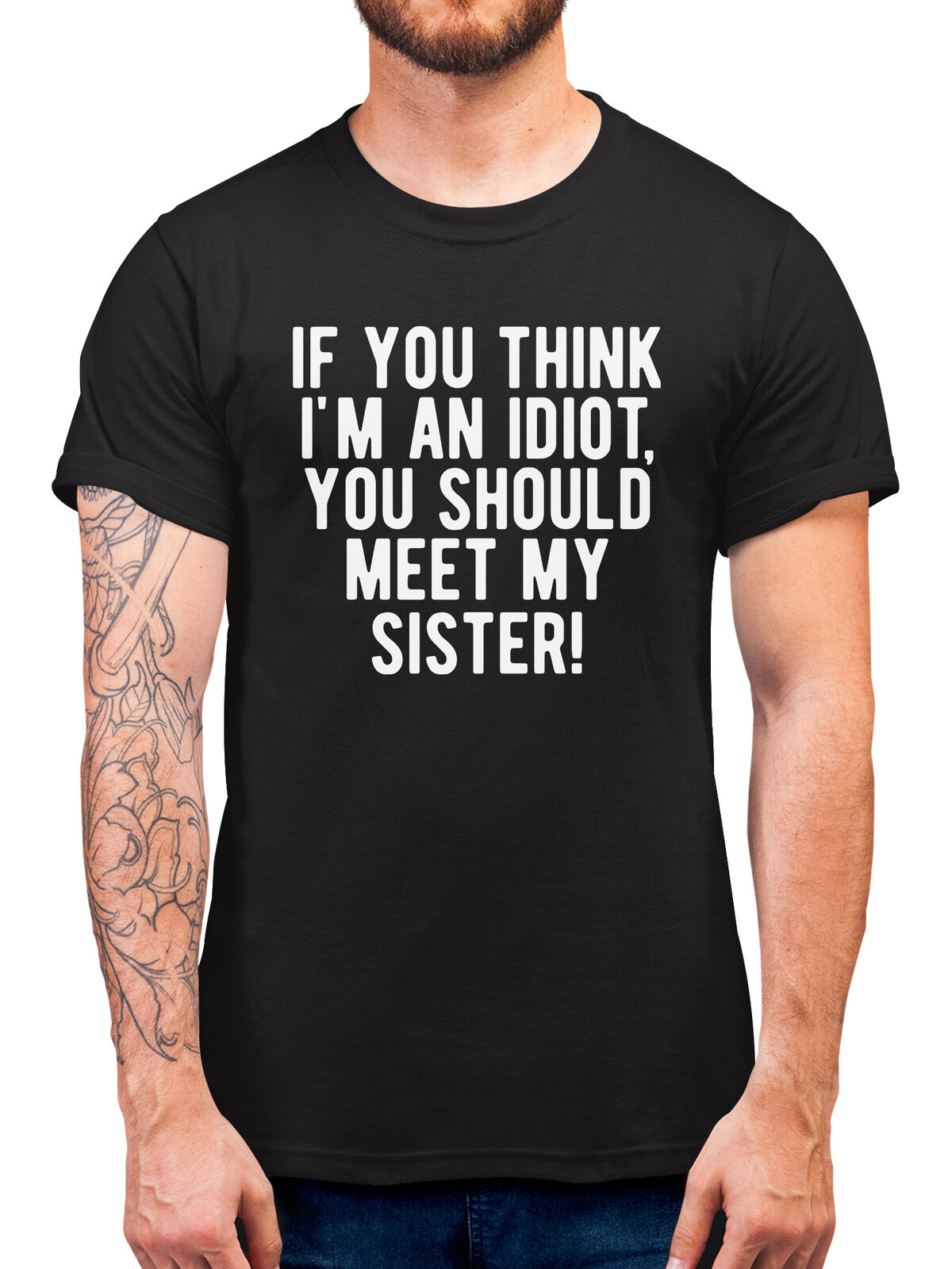  Womens If You Think I'm An idiot You Should Meet My Sister  Funny V-Neck T-Shirt : Ropa, Zapatos y Joyería