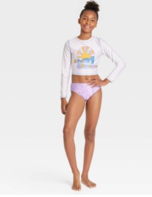 Girls 3 Piece Desert Dreamer Swimwear Bikini & Rashguard Set