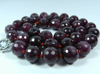 18" Necklace With 8mm Faceted Natural Garnet Red Gemstone Beads - Handmade! 9 thumbnail image