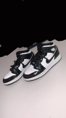 black and white glossy jordans