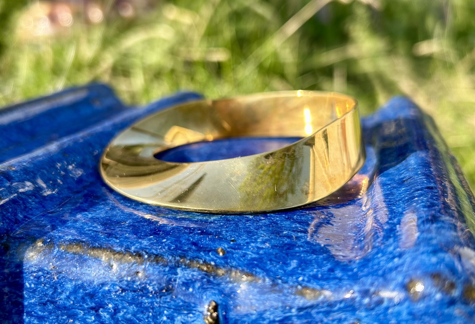 Solid Brass Bracelet Asymmetrical Bangle Vintage … - image 7