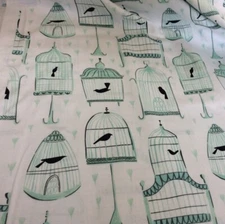 FOUST TEXTILES- DEAR STELLA #SPVM696 WHITE- BIRDCAGES-- BY THE YARD