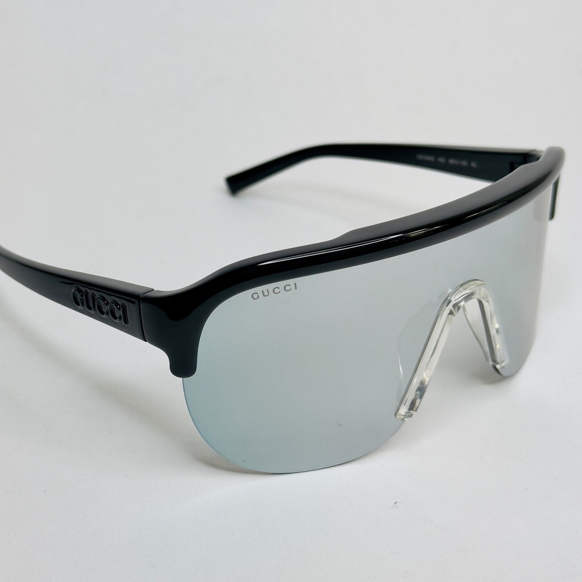 GUCCI 1645 Black Silver Mirrored Mask Wrap Shield Gg1645S Unisex