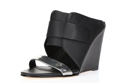 Vince Womens Karina Black Leather Ankle Strap Wedge Sandals Size 9 M New 211130