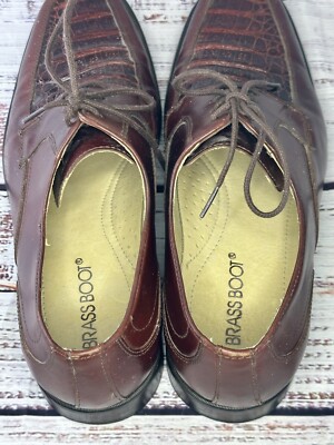 Brass Boot Cognac Genuine Crocodile & Leather Lace Up Oxford 