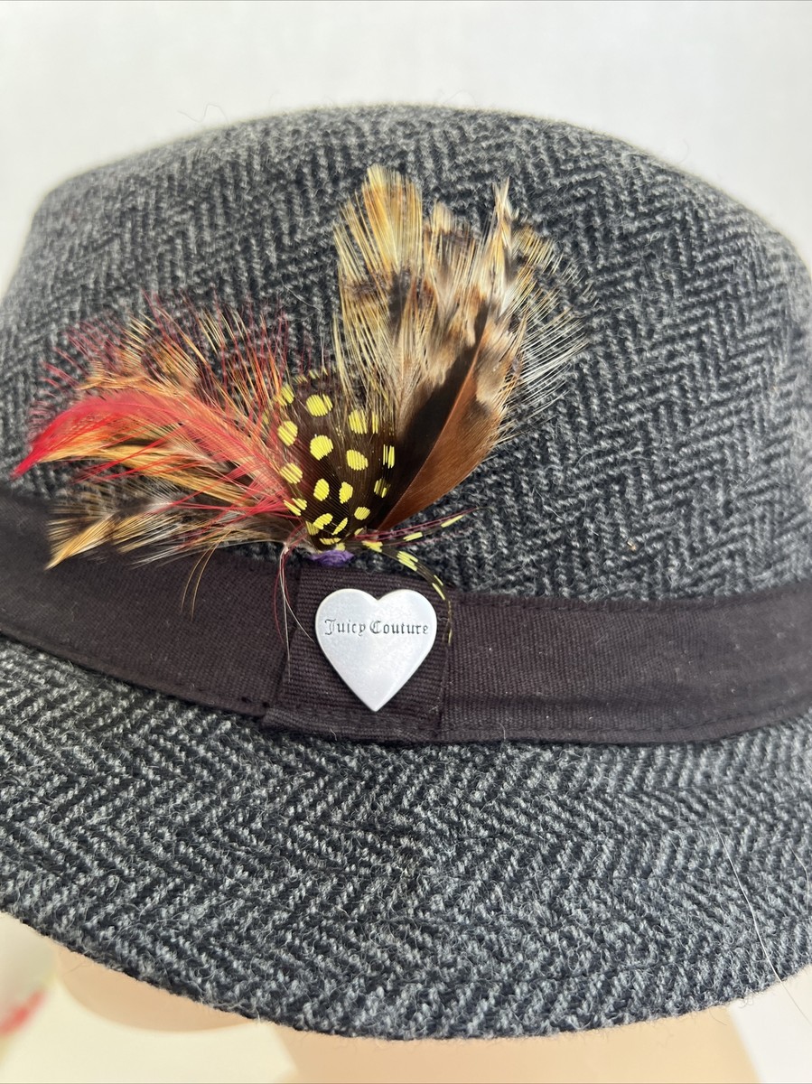Juicy Couture Black wool fedora hat with stripe design one size NWT Juicy Couture Wool Hat Grey & Black One Size Fedora W  main image 4