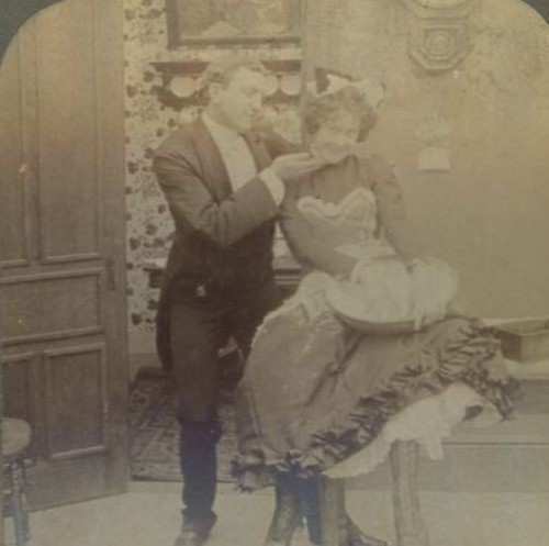1900 NAUGHTY COMEDIC GENTLEMAN FLIRTING WITH CUTE COOK STEREOVIEW 21-27