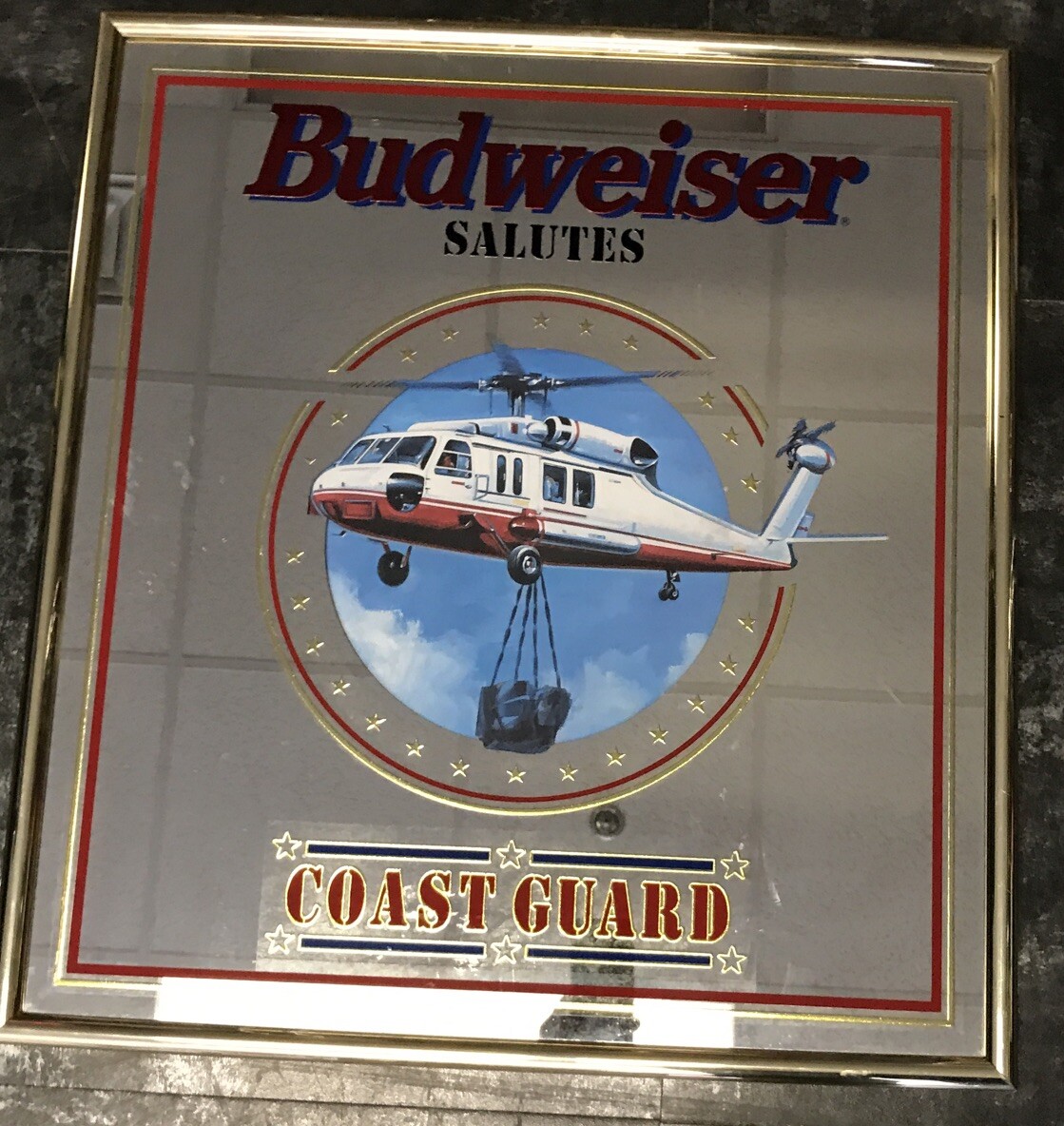 Vintage Budweiser Salutes U.S. Coast Guard Helicopter Mirror