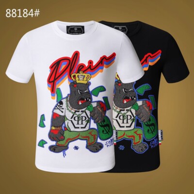 NWT Philipp Plein Animal Diamond Emblem Black/White Merino T-shirt
