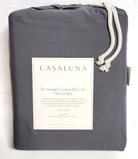 Casaluna California King 400 Thread Count Percale Sheet Set - Dark Grey
