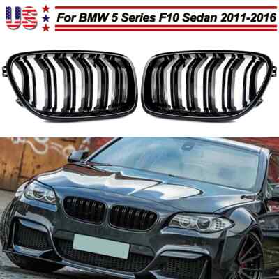 Front Kidney Grill for BMW 5 Series F10/F11 550i 535i 10-16 Glossy Black Grille