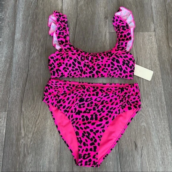 NWT Cabana Del Sol Leopard Print Swimwear Size S