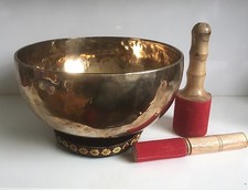 9.5''  Huge Handmade Hammered Tibetan Singing Bowl 7 Metals Chakra B