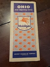 Vtg Gas Station Road Map Mobilgas Mobil Socony Vacuum Oil Ohio