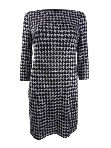 Houndstooth Glitter-Knit Shift Dress | eBay