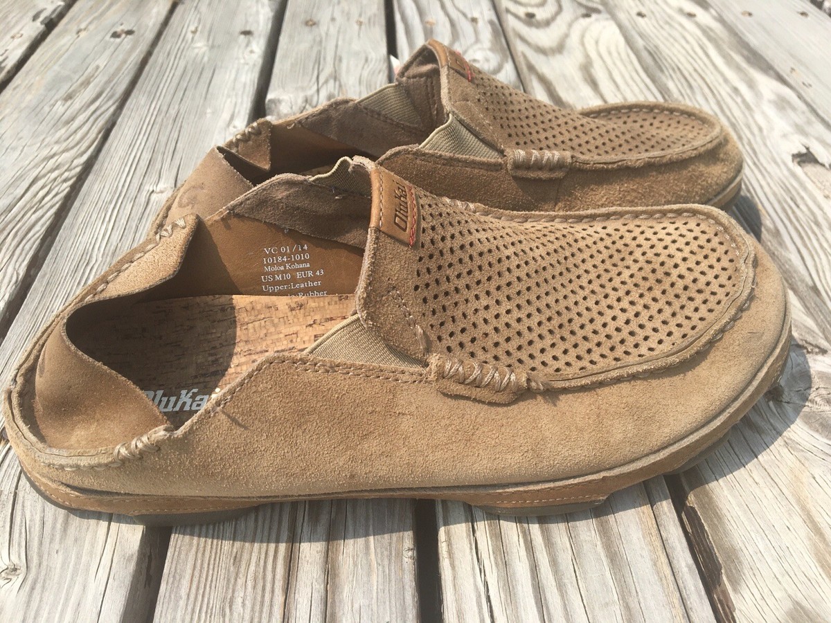 Olukai Moloa Kohana Casual Shoes Slip On Leather Brown Suede 