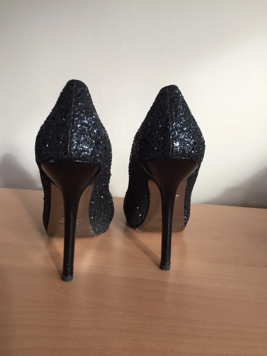 Miu Miu Prada Black Glitter Heels Size 39 Uk 6 Christmas