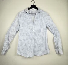 H&M Shirt Woman’s Size 14 Blue Polkadot Long Sleeve Button Up NWT