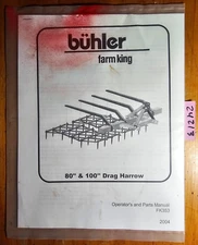Buhler Farm King 80 100" Drag Harrow Owner Operator's & Parts Manual FK353 2004