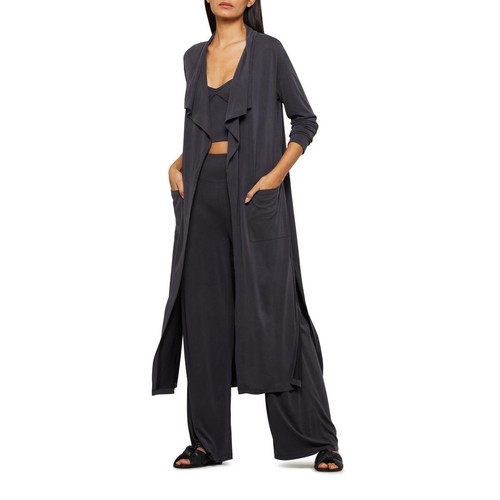 BCBGMAXAZRIA Womens Cora Black Duster Cardigan Sweater Loungewear XXS