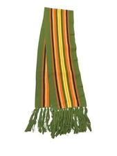 Vintage Acrylic Striped Scarf With Fringe Made In Japan Retro Colorful