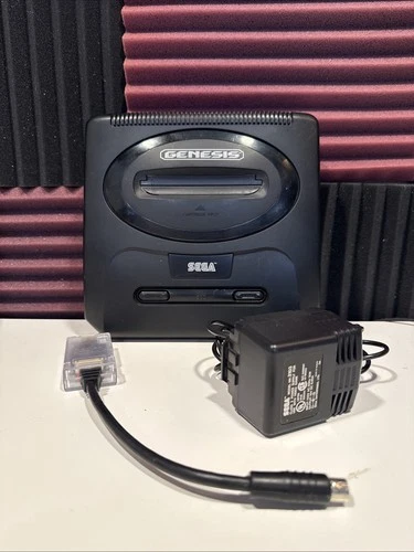 Vintage Sega Genesis Black Video Game Console With MK-2103 Power And HD Adapter